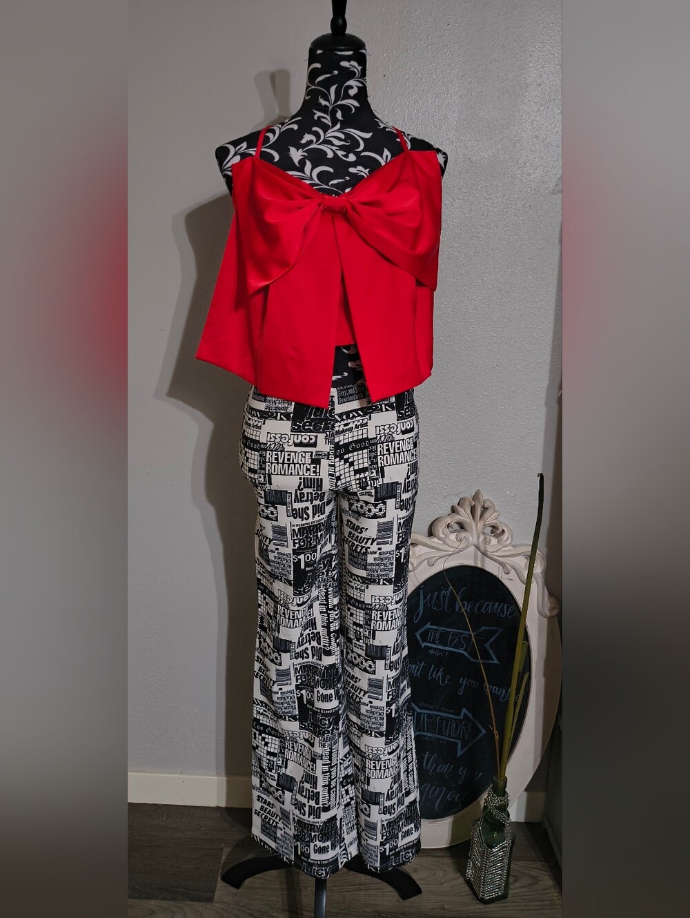 Urban Outfitters Black & White Graphic Wide-Leg Pants